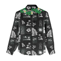Aloha Hawaii Tuberose Lei Women Casual Shirt Tropical Vibes Black Color - Polynesian Pride