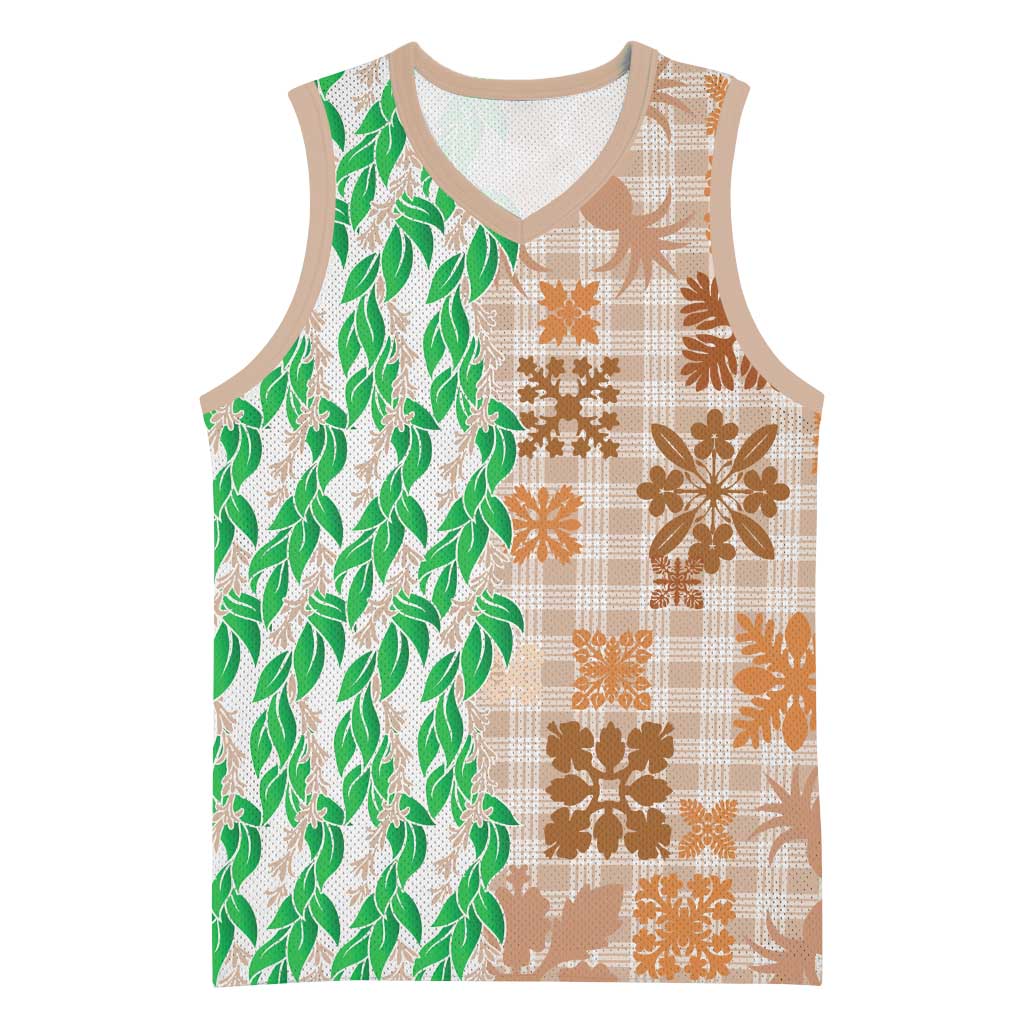 Aloha Hawaii Palaka Tuberose Lei Basketball Jersey Hawaiian Quilt Seamless Style - Polynesian Pride