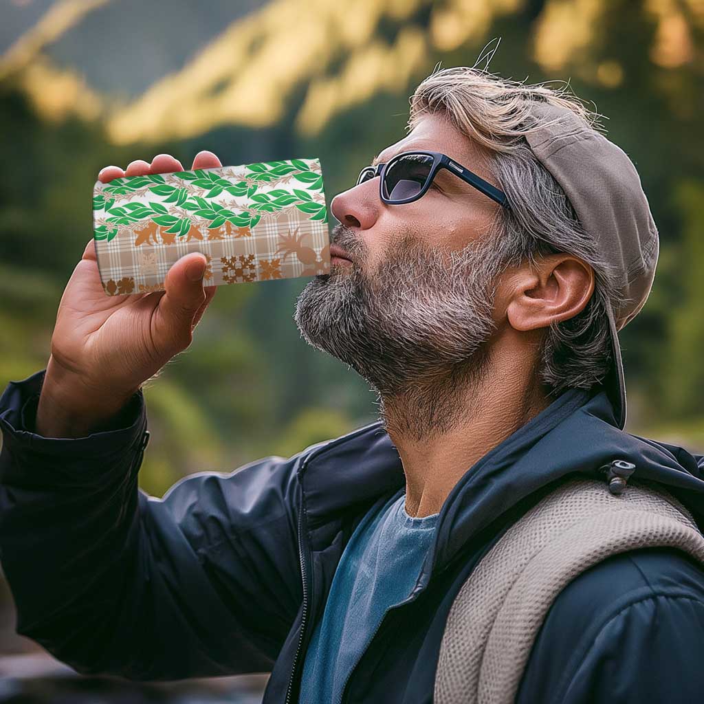 Aloha Hawaii Palaka Tuberose Lei 4 in 1 Can Cooler Tumbler Hawaiian Quilt Seamless Style - Polynesian Pride