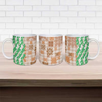 Aloha Hawaii Palaka Tuberose Lei Ceramic Mug Hawaiian Quilt Seamless Style - Polynesian Pride