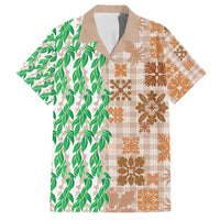 Aloha Hawaii Palaka Tuberose Lei Family Matching Long Sleeve Bodycon Dress and Hawaiian Shirt Hawaiian Quilt Seamless Style - Polynesian Pride