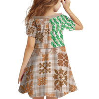 Aloha Hawaii Palaka Tuberose Lei Family Matching Off Shoulder Short Dress and Hawaiian Shirt Hawaiian Quilt Seamless Style - Polynesian Pride