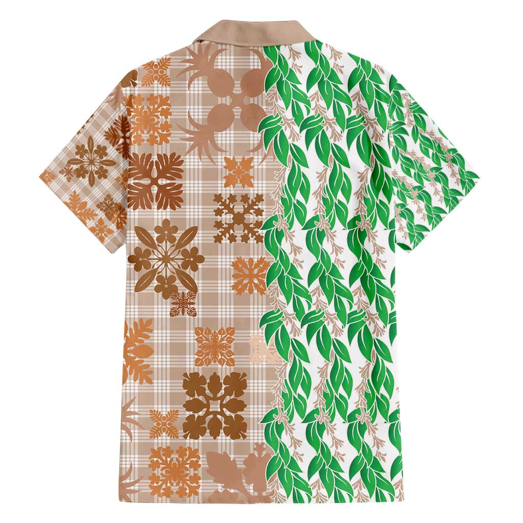 Aloha Hawaii Palaka Tuberose Lei Family Matching Tank Maxi Dress and Hawaiian Shirt Hawaiian Quilt Seamless Style - Polynesian Pride