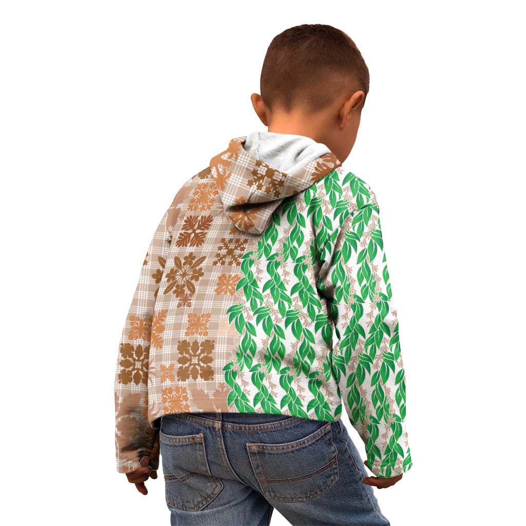 Aloha Hawaii Palaka Tuberose Lei Kid Hoodie Hawaiian Quilt Seamless Style - Polynesian Pride