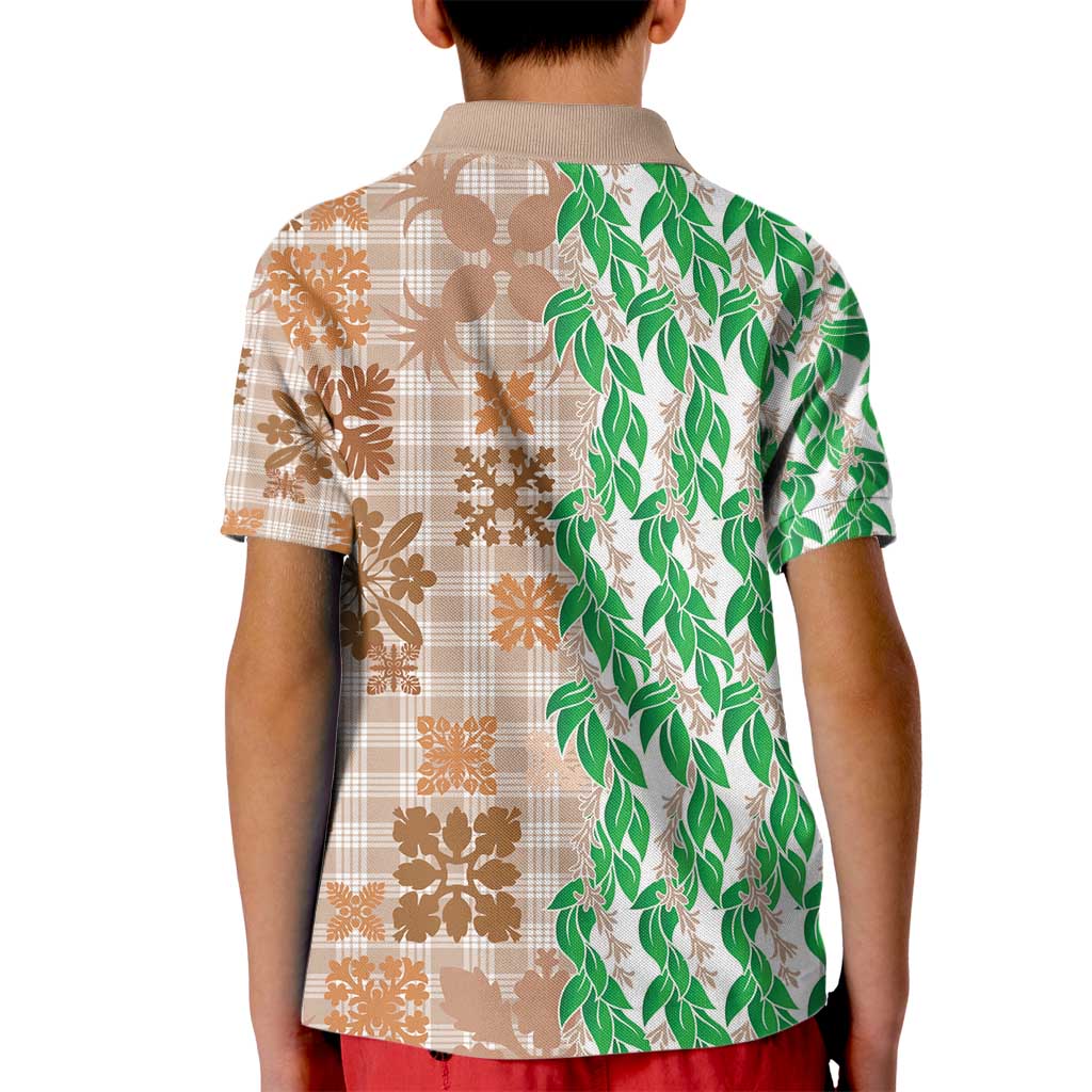 Aloha Hawaii Palaka Tuberose Lei Kid Polo Shirt Hawaiian Quilt Seamless Style - Polynesian Pride