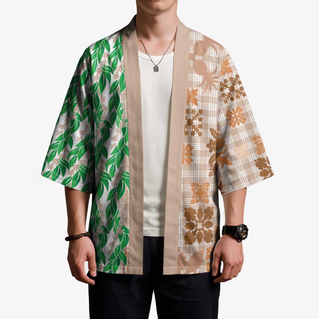 Aloha Hawaii Palaka Tuberose Lei Kimono Hawaiian Quilt Seamless Style - Polynesian Pride