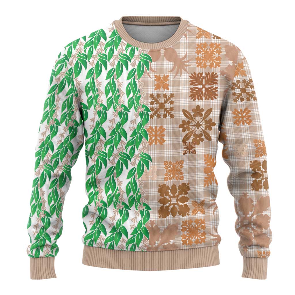 Aloha Hawaii Palaka Tuberose Lei Ugly Christmas Sweater Hawaiian Quilt Seamless Style - Polynesian Pride