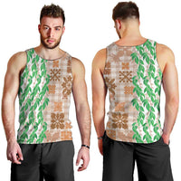 Aloha Hawaii Palaka Tuberose Lei Men Tank Top Hawaiian Quilt Seamless Style - Polynesian Pride