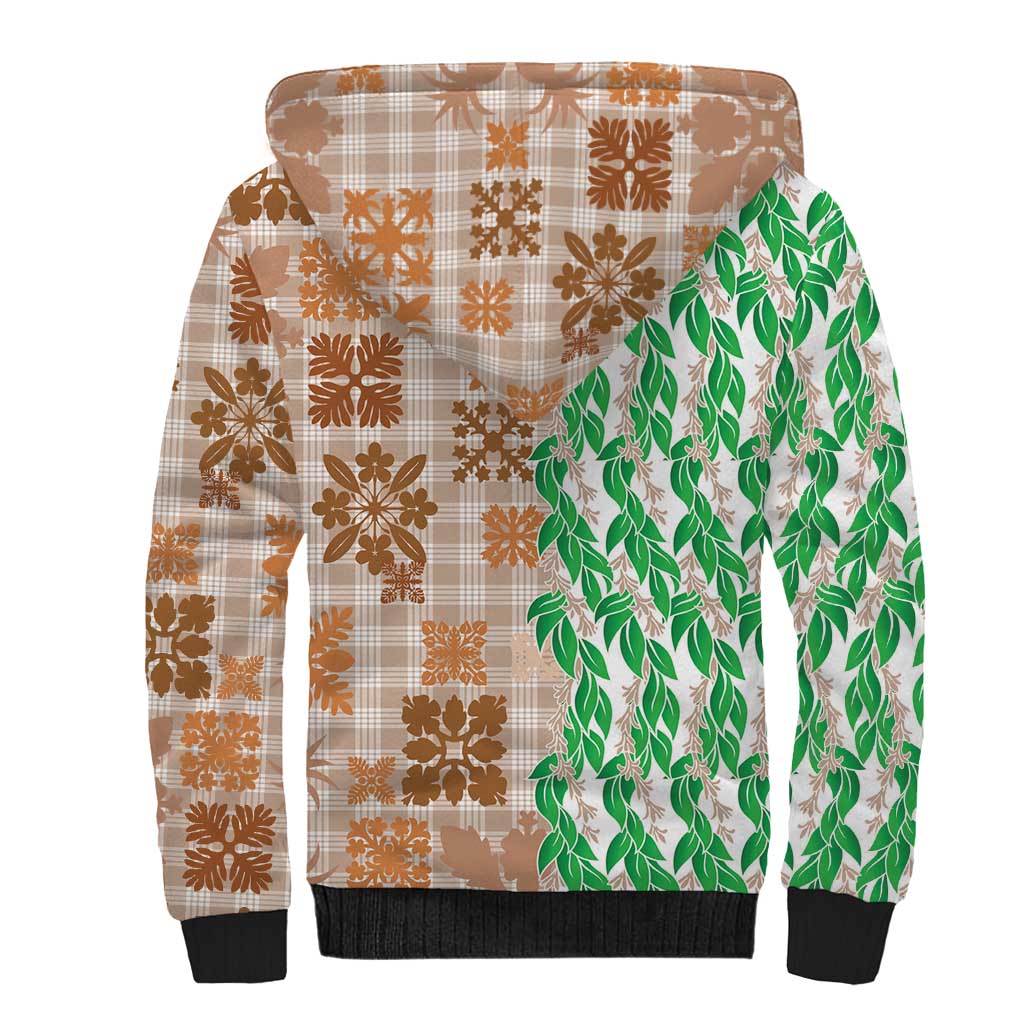 Aloha Hawaii Palaka Tuberose Lei Sherpa Hoodie Hawaiian Quilt Seamless Style - Polynesian Pride
