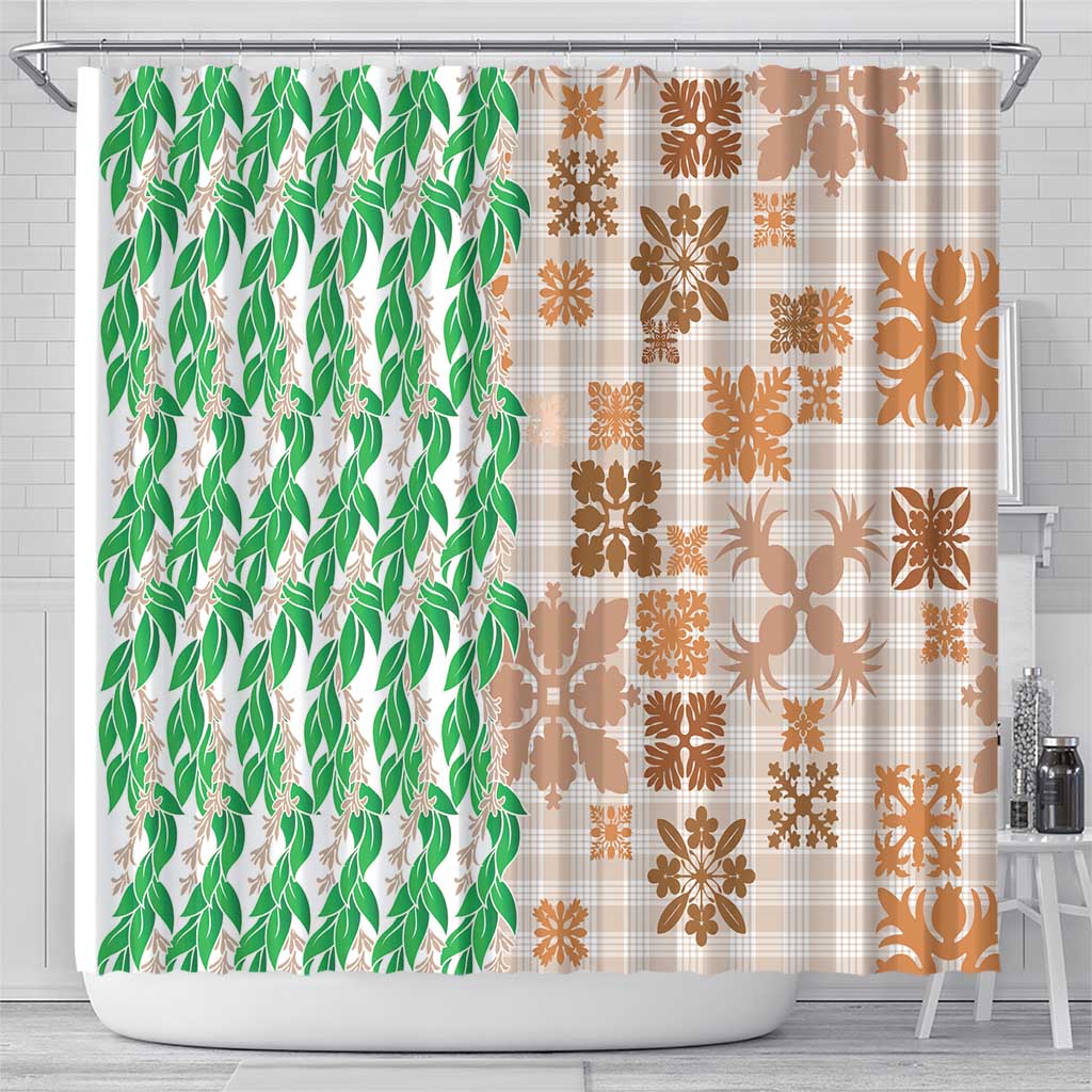 Aloha Hawaii Palaka Tuberose Lei Shower Curtain Hawaiian Quilt Seamless Style - Polynesian Pride