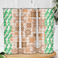 Aloha Hawaii Palaka Tuberose Lei Skinny Tumbler Hawaiian Quilt Seamless Style - Polynesian Pride