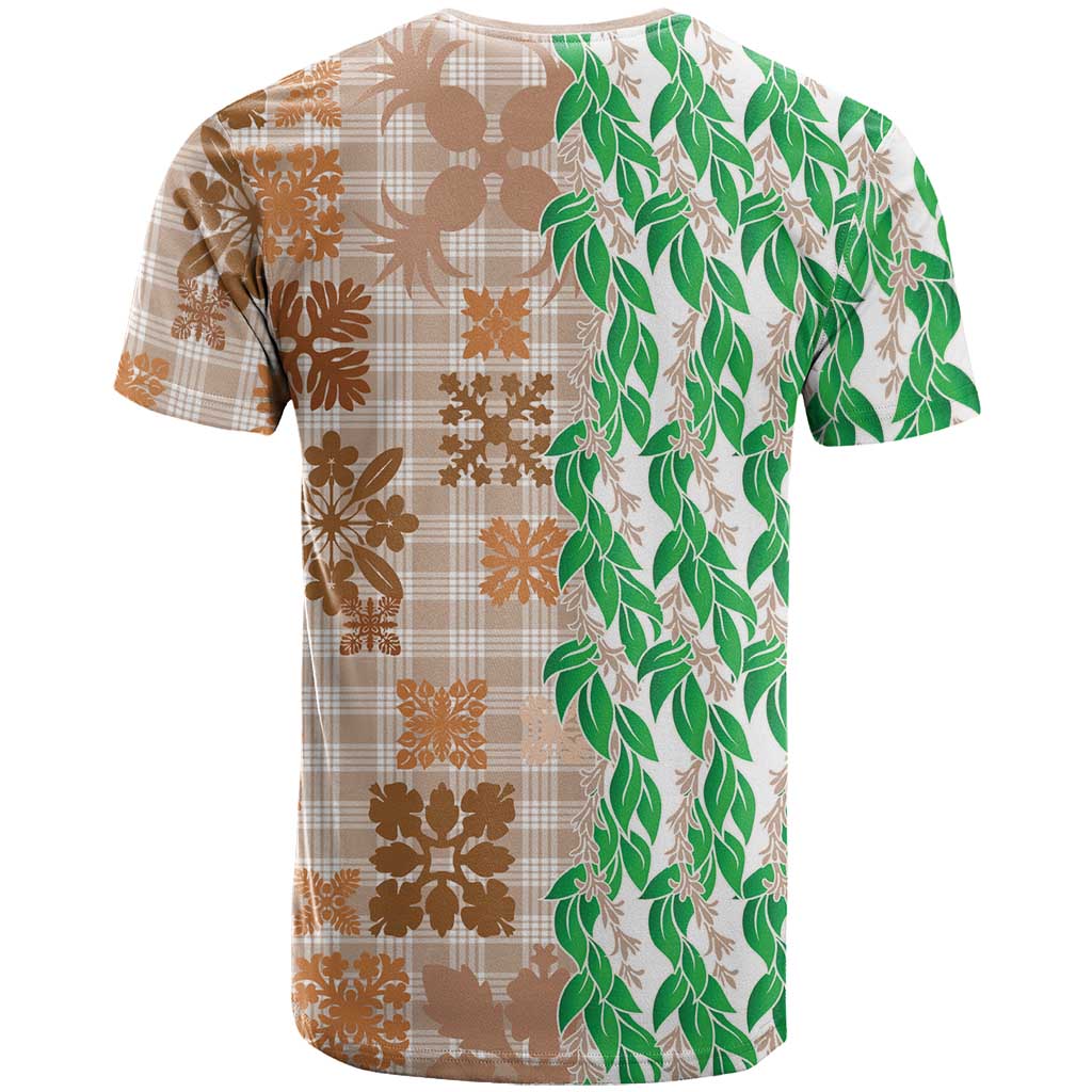 Aloha Hawaii Palaka Tuberose Lei T Shirt Hawaiian Quilt Seamless Style - Polynesian Pride