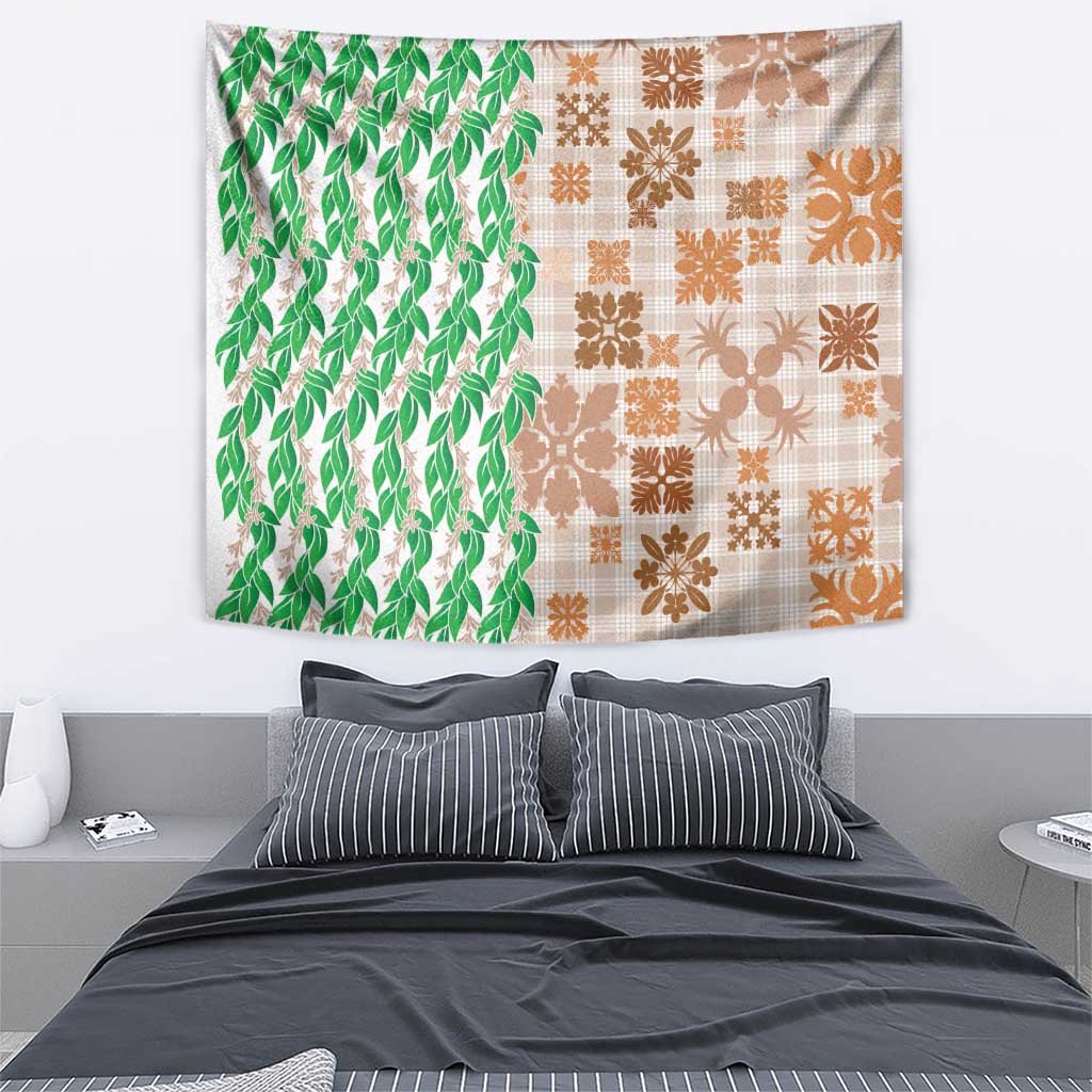 Aloha Hawaii Palaka Tuberose Lei Tapestry Hawaiian Quilt Seamless Style - Polynesian Pride
