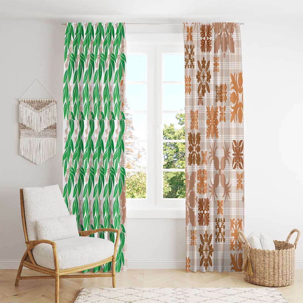 Aloha Hawaii Palaka Tuberose Lei Window Curtain Hawaiian Quilt Seamless Style - Polynesian Pride
