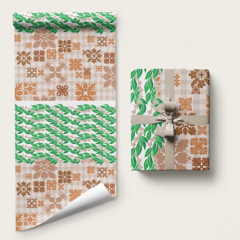 Aloha Hawaii Palaka Tuberose Lei Wrapping Paper Hawaiian Quilt Seamless Style - Polynesian Pride