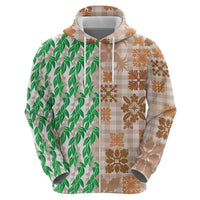 Aloha Hawaii Palaka Tuberose Lei Zip Hoodie Hawaiian Quilt Seamless Style - Polynesian Pride
