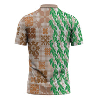 Aloha Hawaii Palaka Tuberose Lei Zipper Polo Shirt Hawaiian Quilt Seamless Style - Polynesian Pride