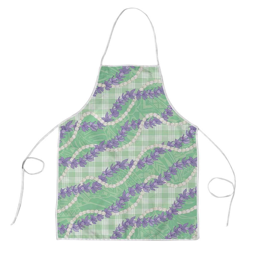 Pastel Green Hawaii Palaka Honohono Pikake Apron Hawaiian Orchid Lei Polynesian Pattern - Polynesian Pride