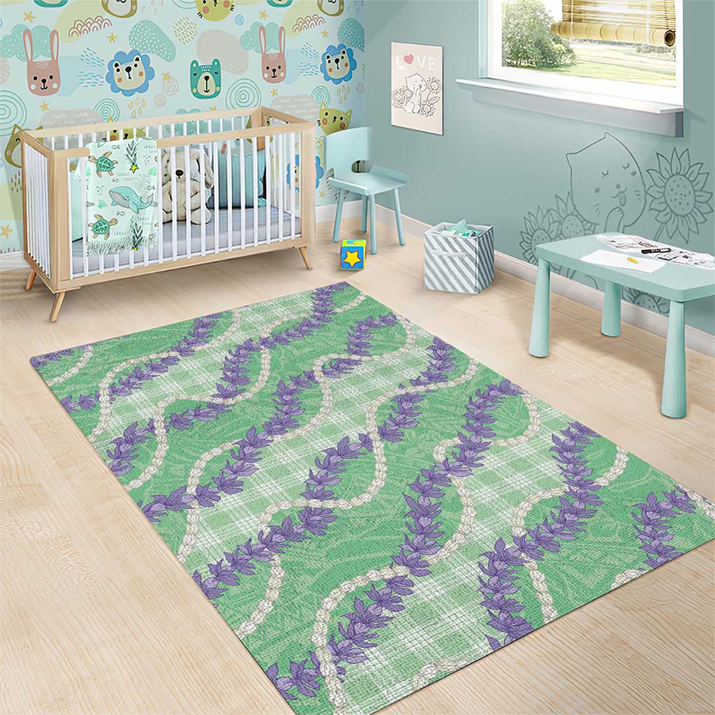 Pastel Green Hawaii Palaka Honohono Pikake Area Rug Hawaiian Orchid Lei Polynesian Pattern - Polynesian Pride