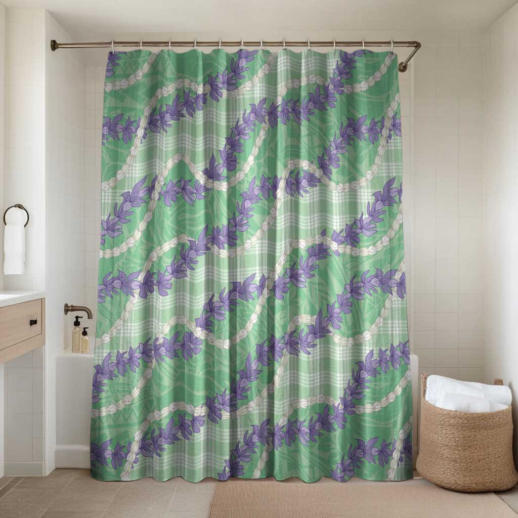 Pastel Green Hawaii Palaka Honohono Pikake Bathroom Set Hawaiian Orchid Lei Polynesian Pattern - Polynesian Pride