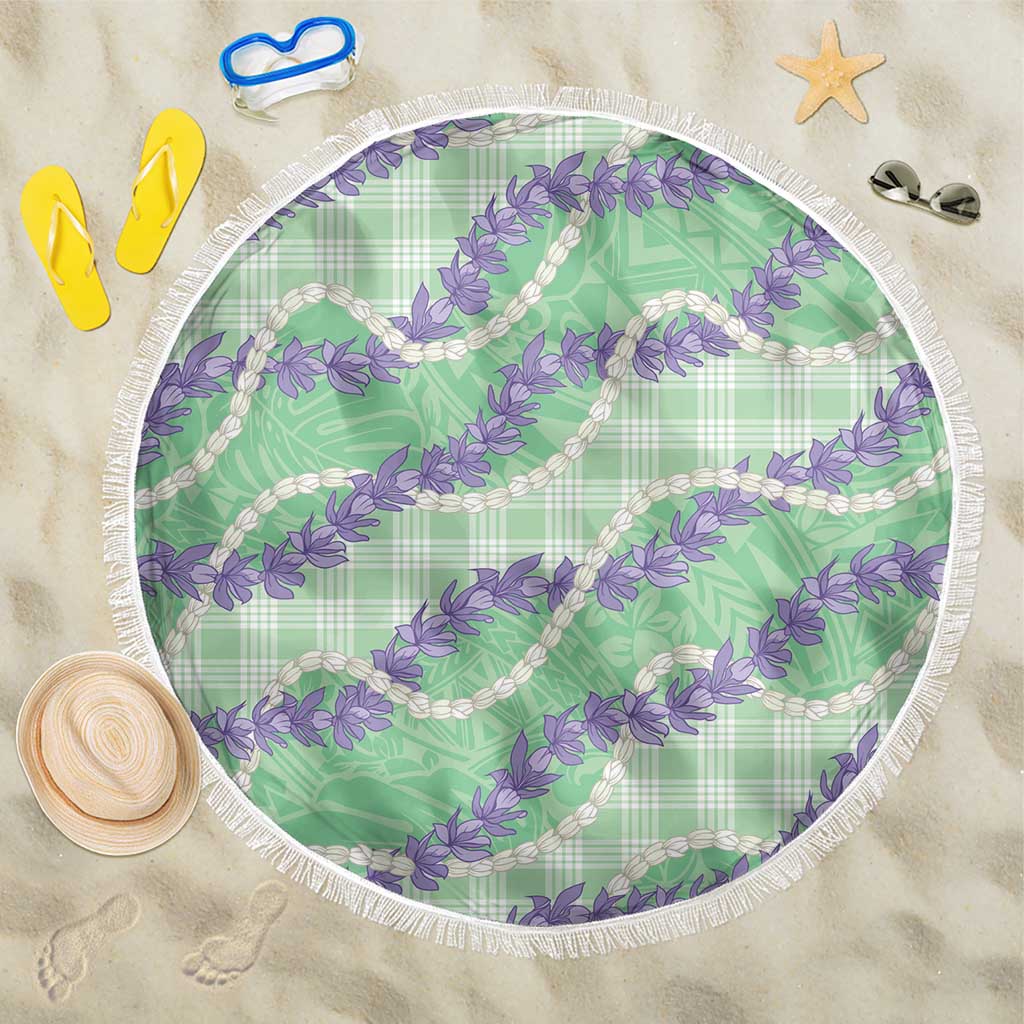 Pastel Green Hawaii Palaka Honohono Pikake Beach Blanket Hawaiian Orchid Lei Polynesian Pattern LT14 One Size 150cm Pastel Green - Polynesian Pride