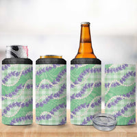 Pastel Green Hawaii Palaka Honohono Pikake 4 in 1 Can Cooler Tumbler Hawaiian Orchid Lei Polynesian Pattern - Polynesian Pride