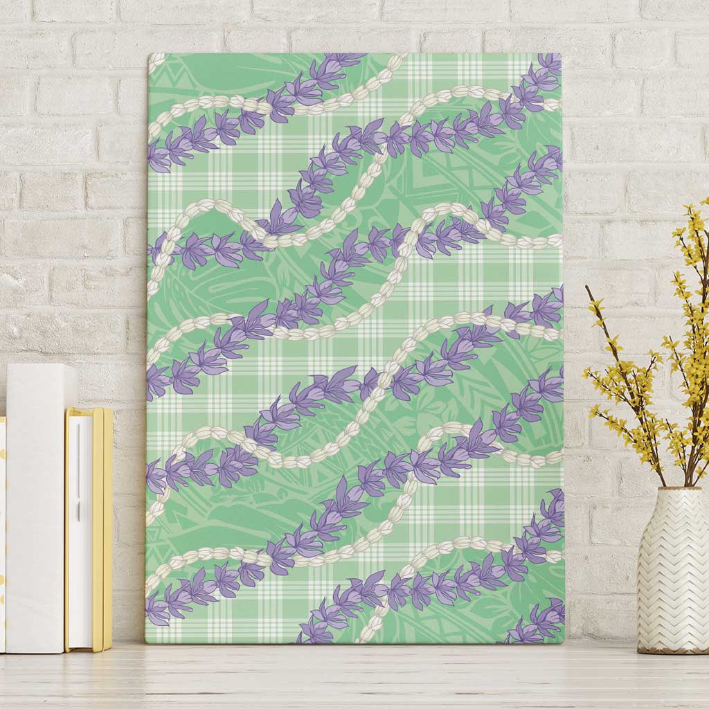 Pastel Green Hawaii Palaka Honohono Pikake Canvas Wall Art Hawaiian Orchid Lei Polynesian Pattern LT14 Without Frame Pastel Green - Polynesian Pride