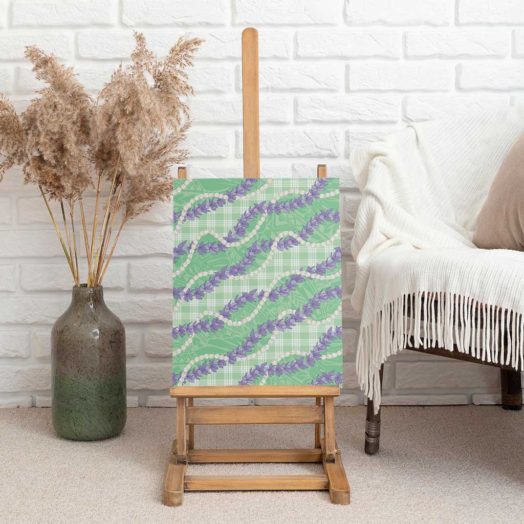 Pastel Green Hawaii Palaka Honohono Pikake Canvas Wall Art Hawaiian Orchid Lei Polynesian Pattern - Polynesian Pride