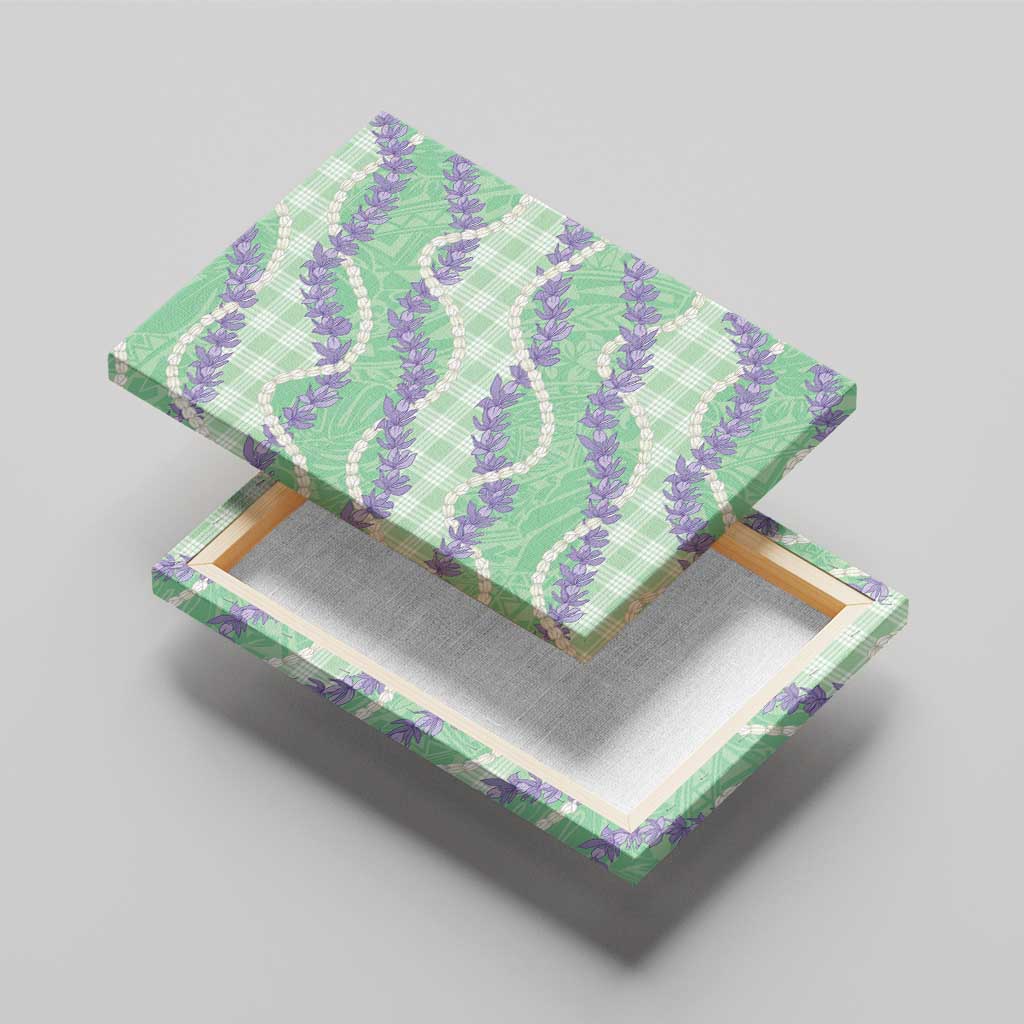 Pastel Green Hawaii Palaka Honohono Pikake Canvas Wall Art Hawaiian Orchid Lei Polynesian Pattern - Polynesian Pride
