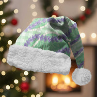 Pastel Green Hawaii Palaka Honohono Pikake Christmas Santa Hat Hawaiian Orchid Lei Polynesian Pattern - Polynesian Pride