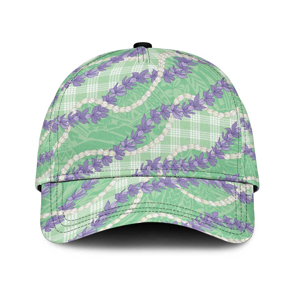 Pastel Green Hawaii Palaka Honohono Pikake Classic Cap Hawaiian Orchid Lei Polynesian Pattern - Polynesian Pride