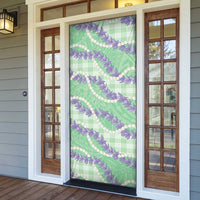 Pastel Green Hawaii Palaka Honohono Pikake Door Cover Hawaiian Orchid Lei Polynesian Pattern - Polynesian Pride