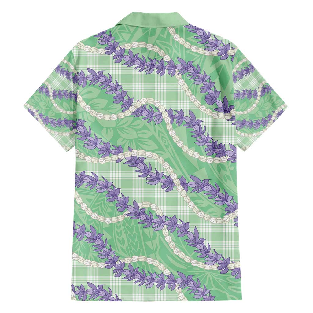 Pastel Green Hawaii Palaka Honohono Pikake Family Matching Short Sleeve Bodycon Dress and Hawaiian Shirt Hawaiian Orchid Lei Polynesian Pattern - Polynesian Pride