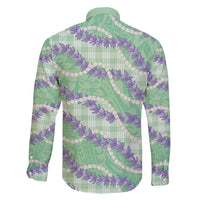 Pastel Green Hawaii Palaka Honohono Pikake Family Matching Short Sleeve Bodycon Dress and Hawaiian Shirt Hawaiian Orchid Lei Polynesian Pattern - Polynesian Pride