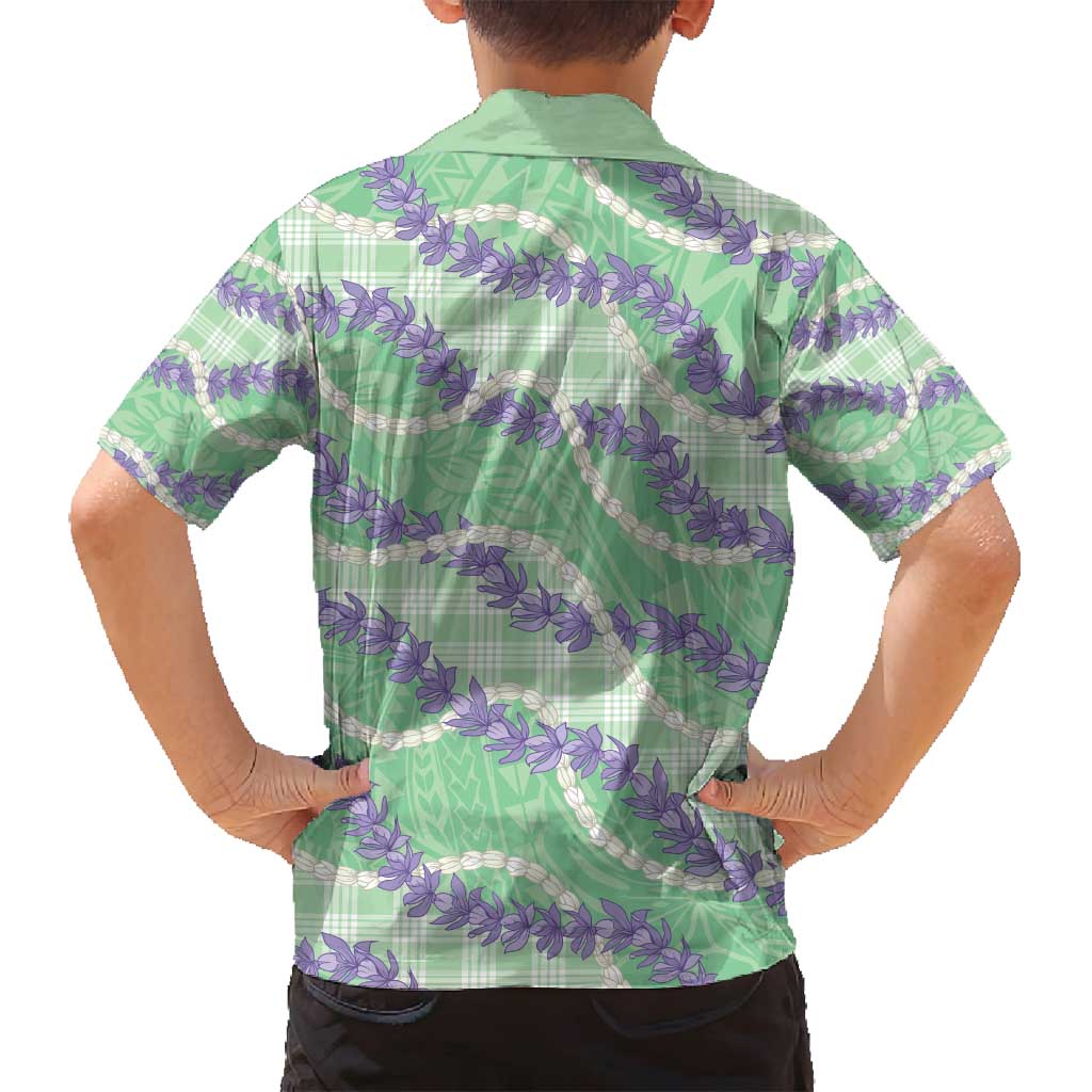 Pastel Green Hawaii Palaka Honohono Pikake Family Matching Summer Maxi Dress and Hawaiian Shirt Hawaiian Orchid Lei Polynesian Pattern - Polynesian Pride