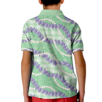 Pastel Green Hawaii Palaka Honohono Pikake Kid Polo Shirt Hawaiian Orchid Lei Polynesian Pattern - Polynesian Pride