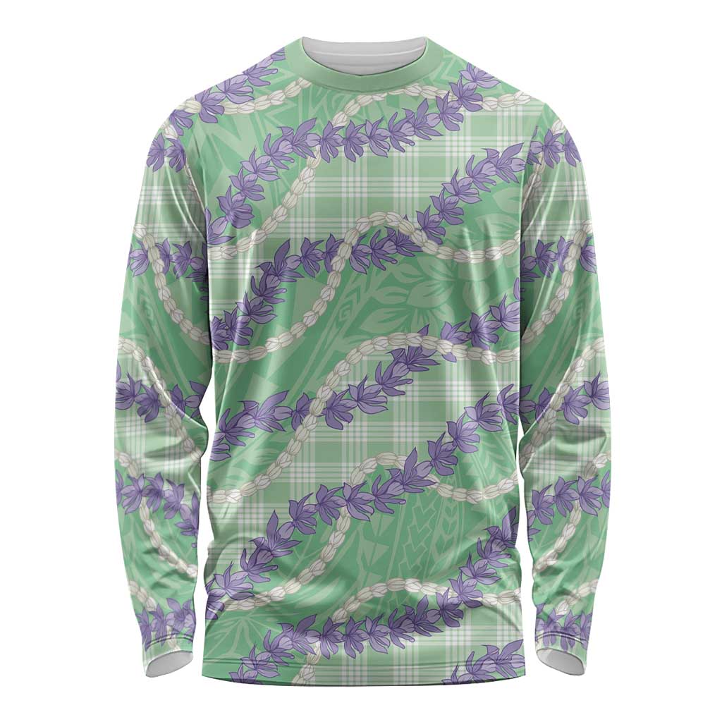 Pastel Green Hawaii Palaka Honohono Pikake Long Sleeve Shirt Hawaiian Orchid Lei Polynesian Pattern LT14 Unisex Pastel Green - Polynesian Pride