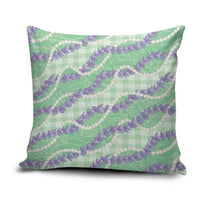 Pastel Green Hawaii Palaka Honohono Pikake Pillow Cover Hawaiian Orchid Lei Polynesian Pattern - Polynesian Pride