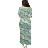 Pastel Green Hawaii Palaka Honohono Pikake Puletasi Hawaiian Orchid Lei Polynesian Pattern - Polynesian Pride