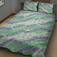 Pastel Green Hawaii Palaka Honohono Pikake Quilt Bed Set Hawaiian Orchid Lei Polynesian Pattern - Polynesian Pride