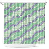 Pastel Green Hawaii Palaka Honohono Pikake Shower Curtain Hawaiian Orchid Lei Polynesian Pattern - Polynesian Pride