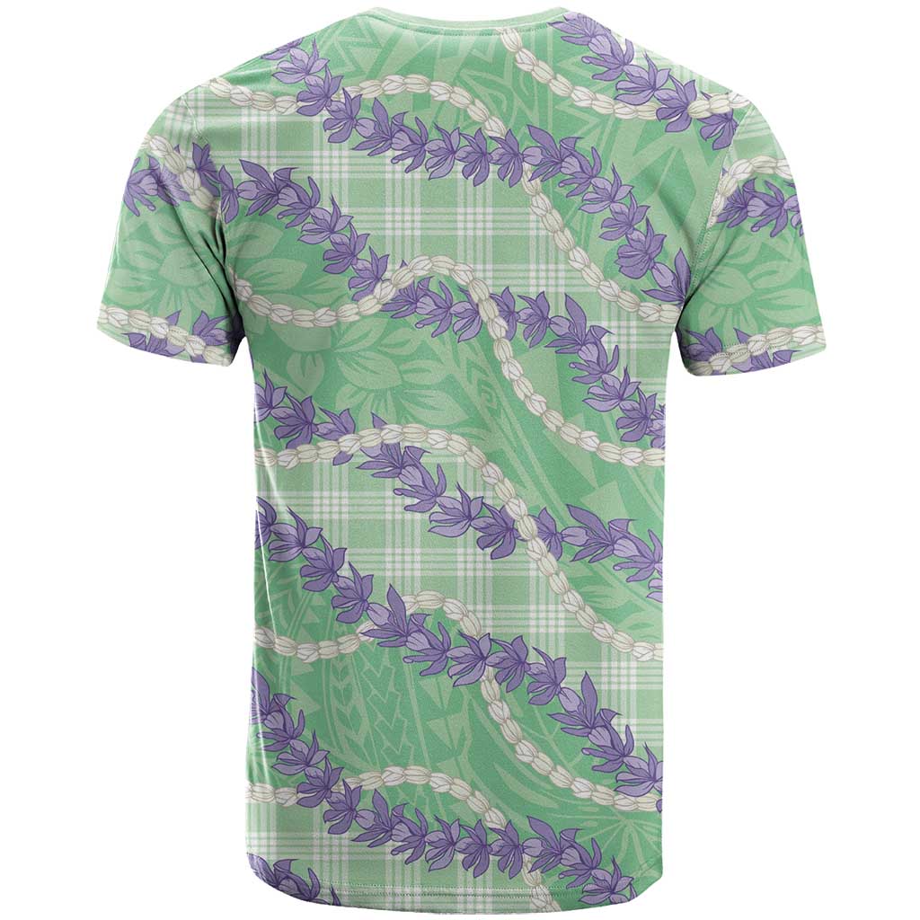 Pastel Green Hawaii Palaka Honohono Pikake T Shirt Hawaiian Orchid Lei Polynesian Pattern - Polynesian Pride