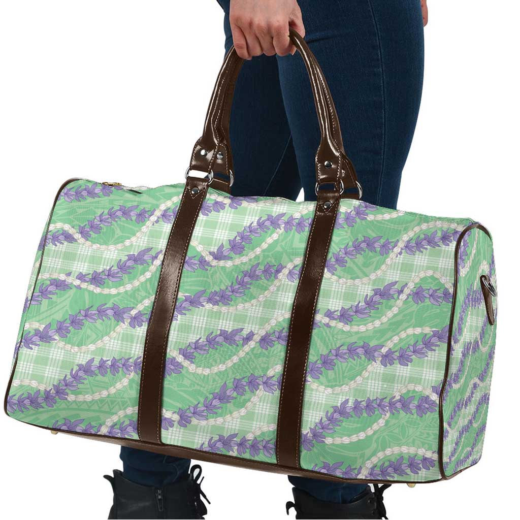 Pastel Green Hawaii Palaka Honohono Pikake Travel Bag Hawaiian Orchid Lei Polynesian Pattern - Polynesian Pride