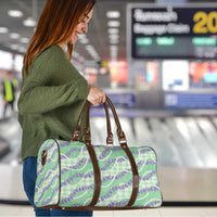 Pastel Green Hawaii Palaka Honohono Pikake Travel Bag Hawaiian Orchid Lei Polynesian Pattern - Polynesian Pride