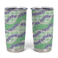Pastel Green Hawaii Palaka Honohono Pikake Tumbler Cup Hawaiian Orchid Lei Polynesian Pattern - Polynesian Pride