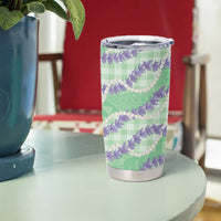 Pastel Green Hawaii Palaka Honohono Pikake Tumbler Cup Hawaiian Orchid Lei Polynesian Pattern - Polynesian Pride