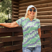 Pastel Green Hawaii Palaka Honohono Pikake Women Polo Shirt Hawaiian Orchid Lei Polynesian Pattern - Polynesian Pride