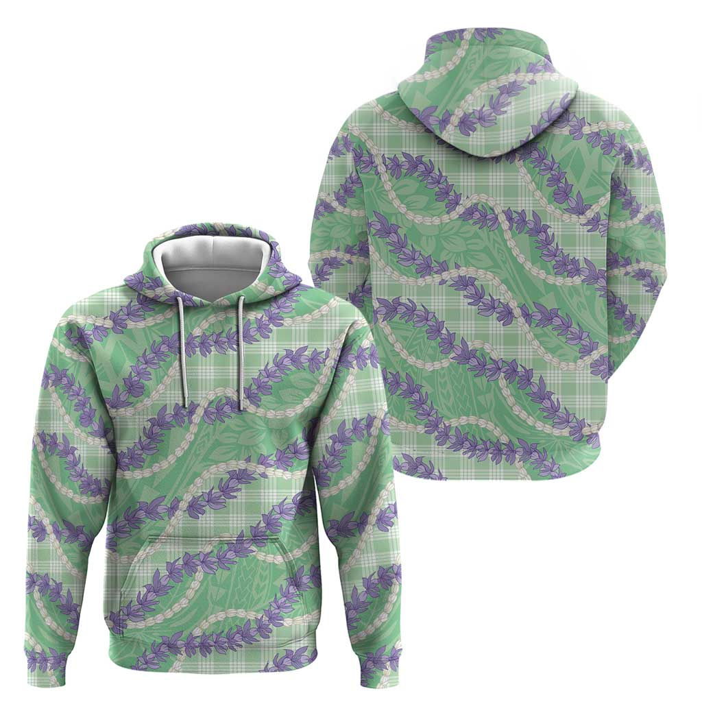 Pastel Green Hawaii Palaka Honohono Pikake Zip Hoodie Hawaiian Orchid Lei Polynesian Pattern - Polynesian Pride