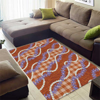 Orange Hawaii Palaka Honohono Pikake Area Rug Hawaiian Orchid Lei Polynesian Pattern - Polynesian Pride