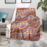 Orange Hawaii Palaka Honohono Pikake Blanket Hawaiian Orchid Lei Polynesian Pattern - Polynesian Pride
